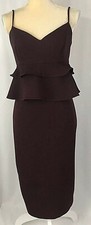 Gianni Bini Sheath Dress 2 Midi Spaghetti Peplum Stretchy Red Wine New $169