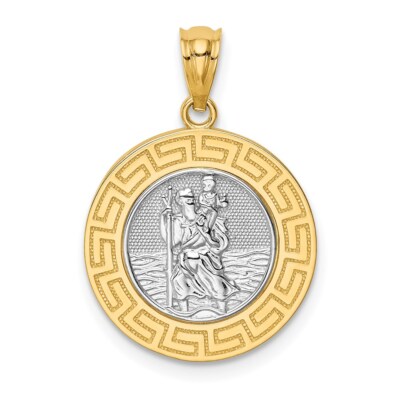 14K Two-tone Gold St. Christopher Medal Pendant 1.44g Gift for Mother