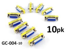10-PACK DB15 Joystick Female/Female Slim Gender Changer Coupler Adapter GC-004