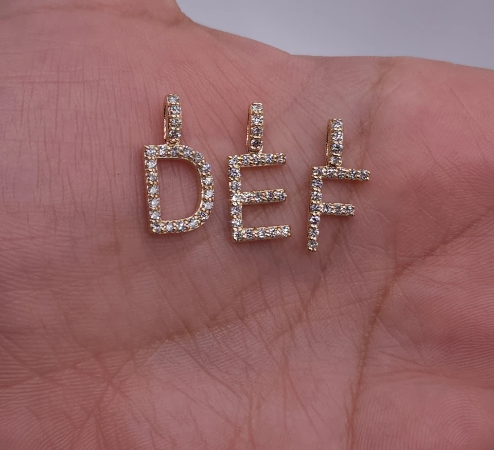 14Kt Gold Initial Letter 0.36 Ct Genuine Natural Diamond Pendant - Image 2 of 4