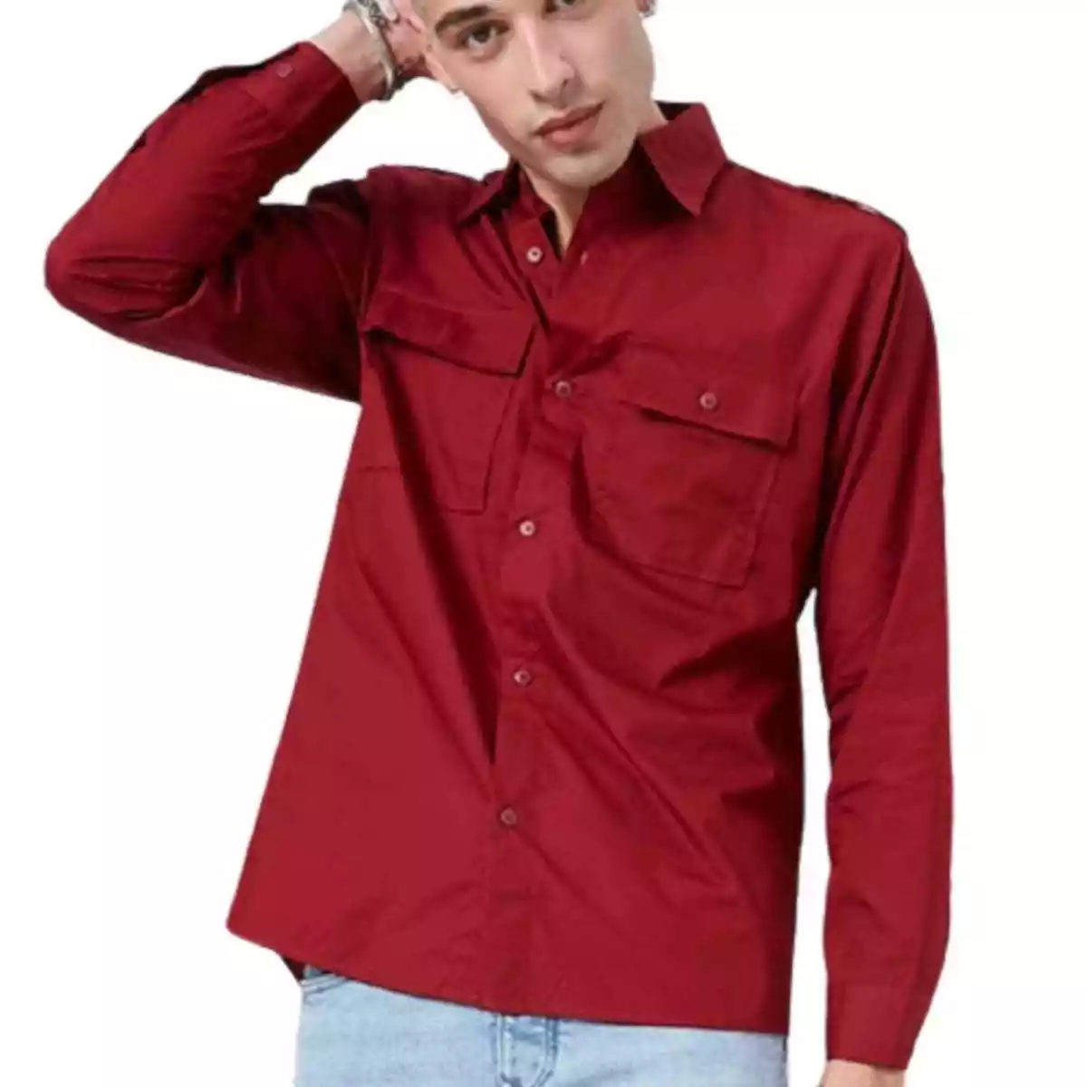 CRANBERRY ☆ FRONT FLAP POCKET ☆ EPILET SHOULDER SHIRT ☆ XL | eBay