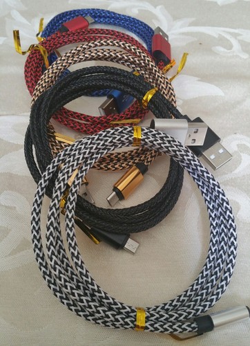 Mirco USB Data Cable Charger 2 Pack Braided 3 1/2 ft for Samsung Android Phone - Photo 3 sur 8