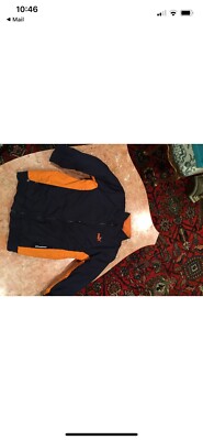 Boy's PUMA ORANGE AND NAVY REVERSIBLE ZIP UP fleece lined heavy COAT SIZE S