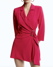 ZARA NEW WOMAN BUCKLED WRAP JUMPSUIT BLAZER Romper FUCHSIA  0387/055 XS