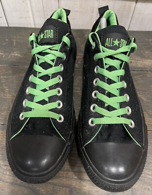 VTG Converse All Star Black & Lime Green Canvas Sneakers sz. 10 NONE ON EBAY!