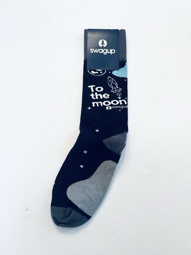 SWAGUP Blue Men's Cotton Blend Socks Rockets Space "To The Moon" Novelty NEW