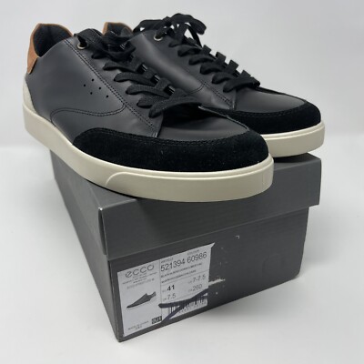 ECCO Men's Street Lite Sneaker Black Cognac Limestone Shoes EU 41 Size 7 - 7.5
