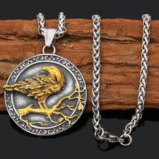 Odin's Gold Raven Pendant ? Viking Warrior Necklace