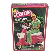 VINTAGE 1978 MATTEL BARBIE STAR CYCLE PINK SCOOTER MOPED # 2149 IN ORIGINAL BOX