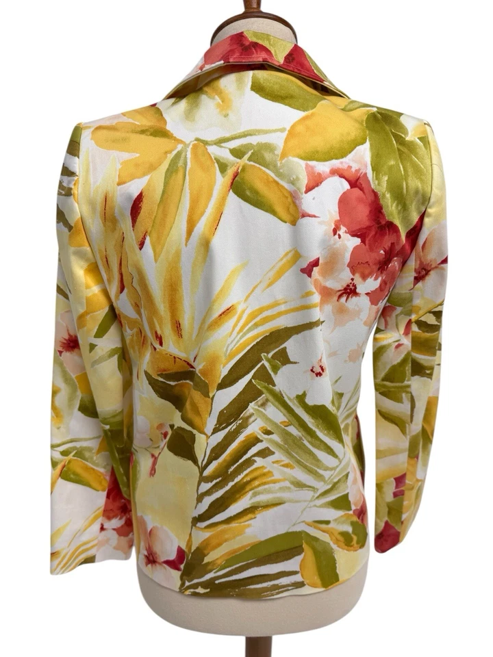 Chaqueta Blazer Linda Allard Ellen Tracy Mujer Abierta Tropical Floral Talla 2P Foto 4 de 4