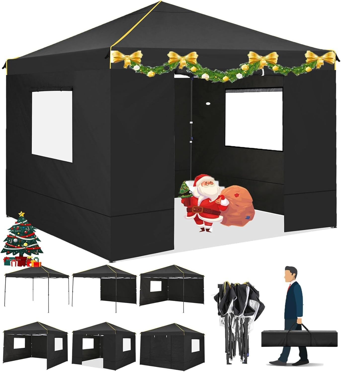 Tent With 4 Sidewalls, Waterproof Commercial Instant Gazebo，