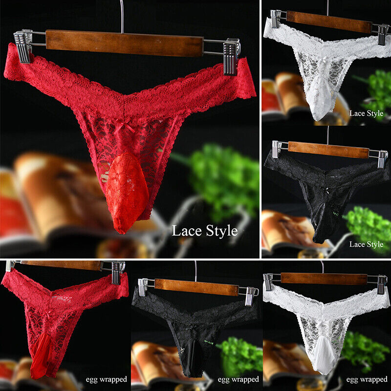 Sexy Sissy Pouch Panties Mens Sheer Lace G-String Gay Underwear