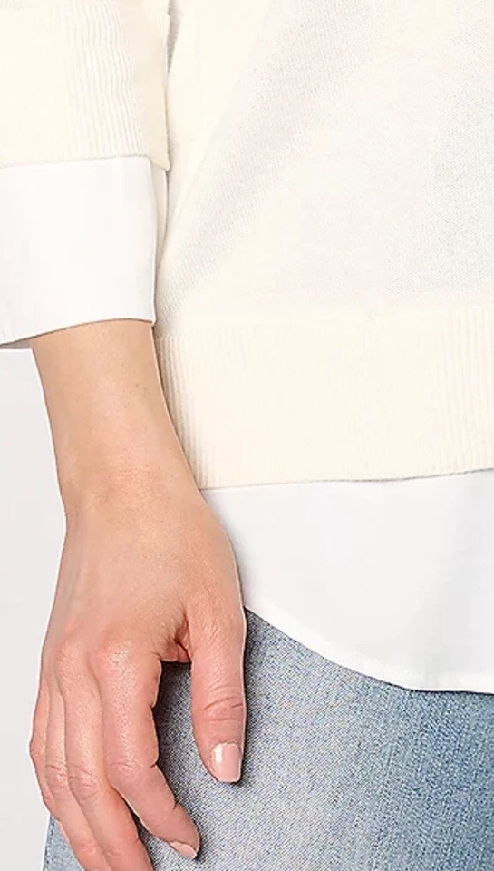 Joan Rivers 3/4 Sleeve V-Neck 2Fer Sweater Size L Natural NEW - Image 3 of 4