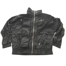 Windbreaker Jacket Black Andy Johns Nylon Medium Shoulder Pads Macau Vintage