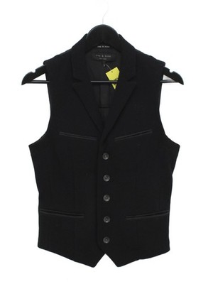 Rag & Bone Men's Coat S Black Wool with Cotton, Rayon Overcoat