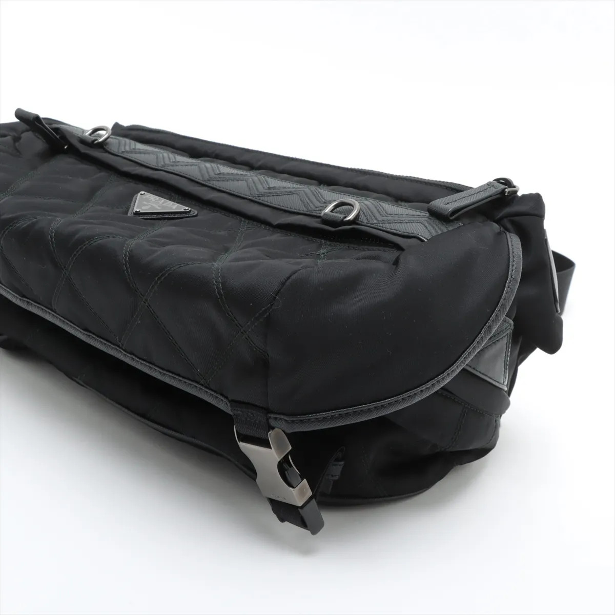 Prada Tessuto nylon x leather Shoulder bag Black 2VH991 thumbnail 3