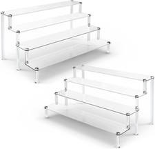ULENDIS 2 Pack 4 Tier Clear Acrylic Display Risers Stand Shelf, clear