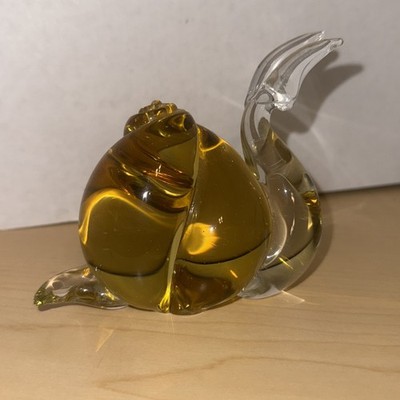 Kanawha Glass Hand Crafted Mid-Century MCM Yellow Amber Snail Figure Paperweight
