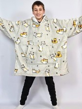 Blanket Hoodie, Sweatshirt Wearable Blanket for Kids Soft Fuzzy Pockets Cats