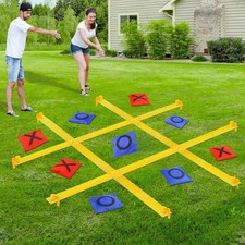 Giant Outdoor Tic Tac Toe Game Set with Bean Bags and Ground Spikes for Kids ...
