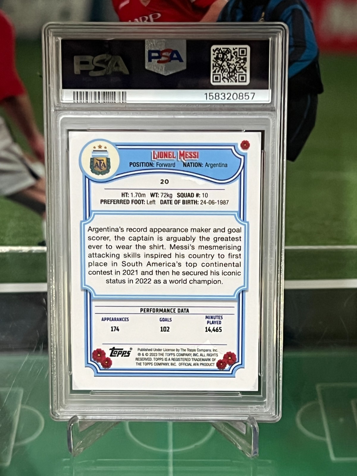 2023 Topps Argentina Fileteado - Legends Lionel Messi #20 PSA 8 view 2