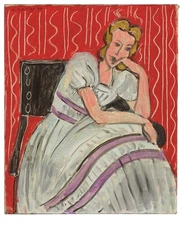 Henri Matisse Gray Dress with Violet Stripes 1942 17" x 22" Quality Art Prints