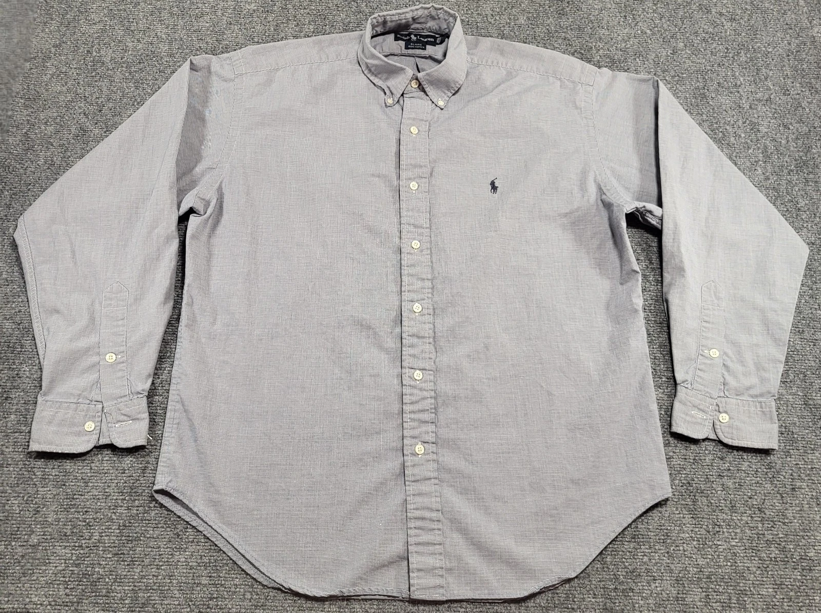 Polo Ralph Lauren Blaire Gray Check Long Sleeve Men's T-Shirt Size Large