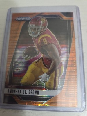 2025 Prizm Draft Picks Amon-Ra St. Brown Orange Pulsar /75 USC/Lions