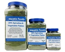 Aquatic Foods Inc. Premium Spirulina & Vegetable Flakes with 20% Spirulina fo...