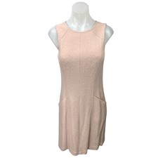 Ann Taylor Women's Pink Wool Sleeveless Pockets Knee Length Shift Tank Dress 2