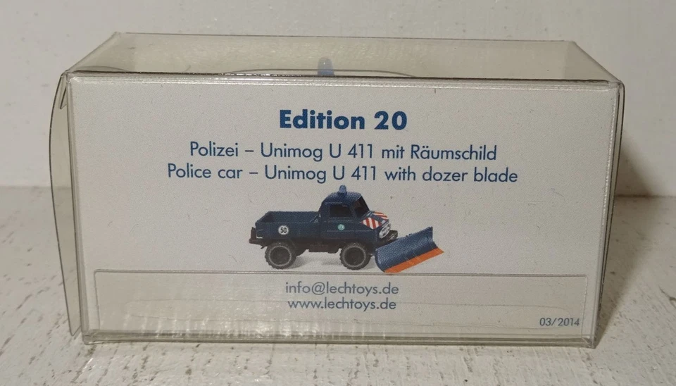 Wiking MB Unimog U411 LECHTOYS Edition 20 Polizei mit Räumschild 1:87 OVP (BS98) - Bild 3 von 3