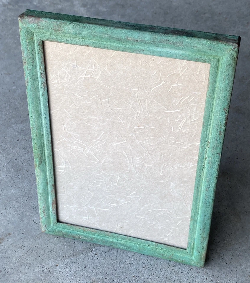 Marco de fotos de metal envejecido azul aguamarina verde azulado francés de colección 4x6 granja  Foto 3 de 4