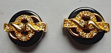 lotto 2 bottoni * BOTTONE GIOIELLO DE LIGUORO - nero micro  strass su rodio oro