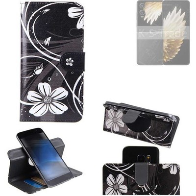 Für Tecno Phantom V Flip2 360° Schutz Hülle Wallet Case Design Blumen