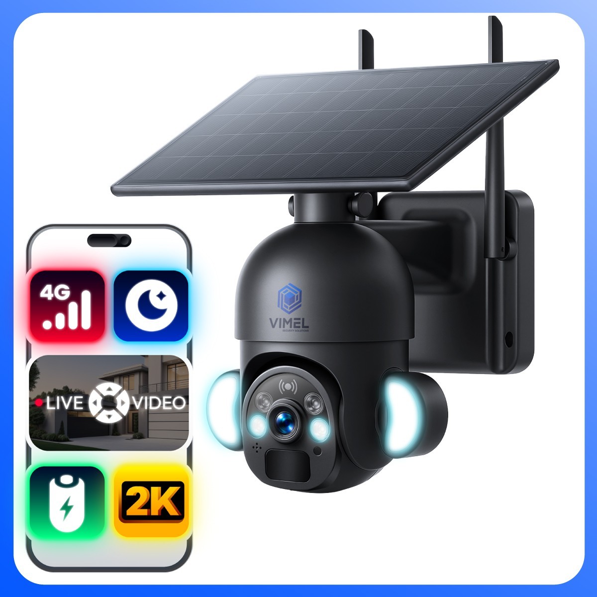 Solar 4G Security Camera 2K Construction Site Farm APP LIVE