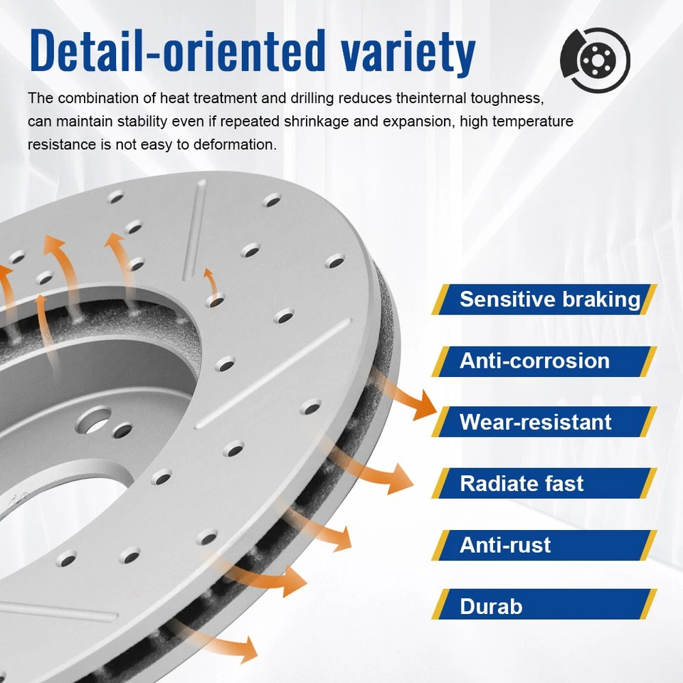 Rotores de freno perforados delanteros 12,91" y 12,13 12,13 traseros para Volvo XC90 2003-2014 Foto 3 de 4