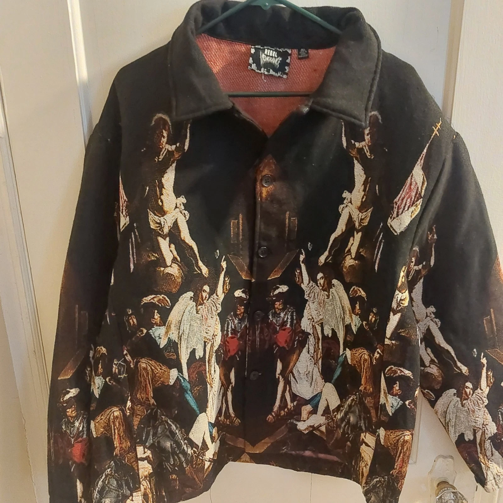 Rebel Vengeance Jacket Mens Size Large Tapestry Fall of the Angels NWT
