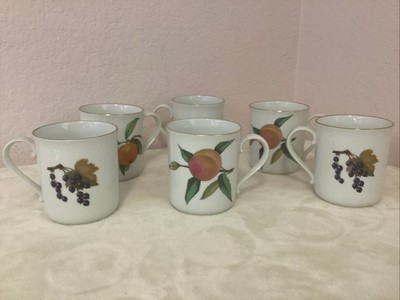 Set of 6 Evesham Gold  by Royal Worcester Mugs 3.5'' x 3'' READ