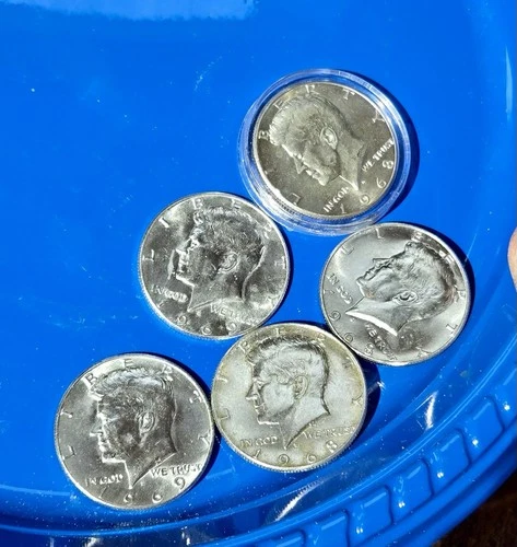 1968 and 1969 Kennedy Half Dollar 40% Silver AU Circulated Lot 5