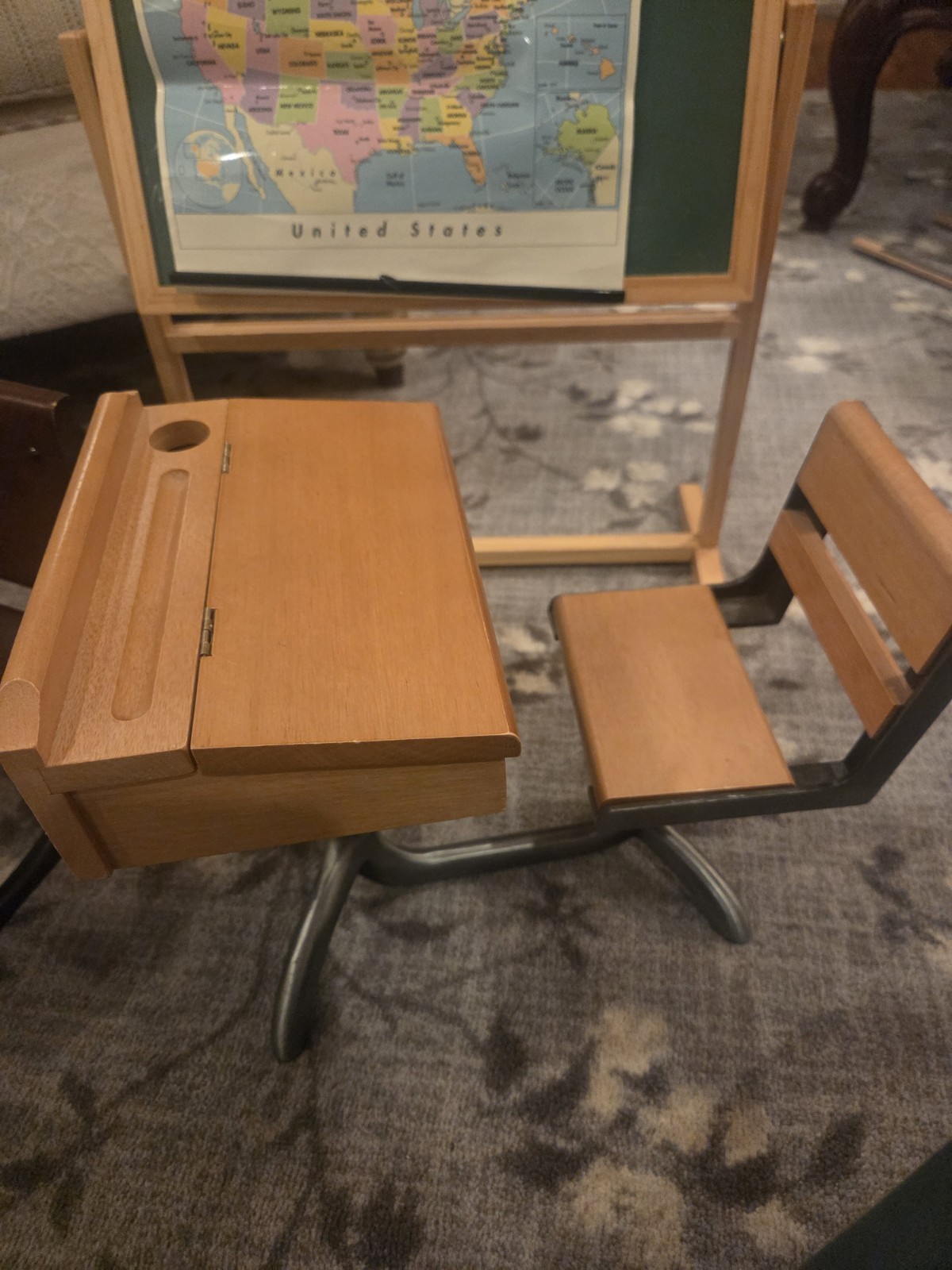 American Girl School set, desks, chalkboard 