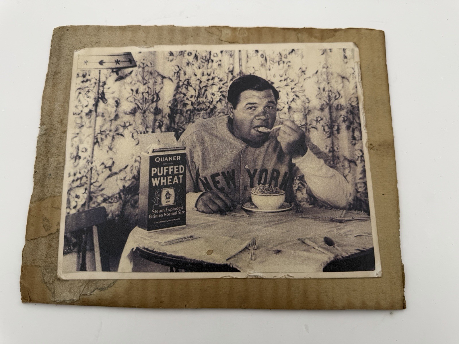 Vintage Babe Ruth Photo Quaker Oats Cardstock  1927 Reprint SHIPS FREE IN USA