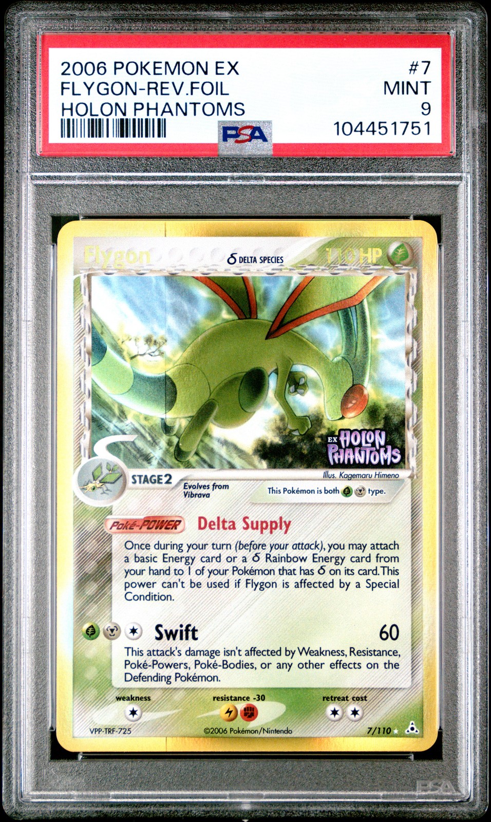 2006 POKEMON EX HOLON PHANTOMS #7 FLYGON-REVERSE FOIL PSA 9