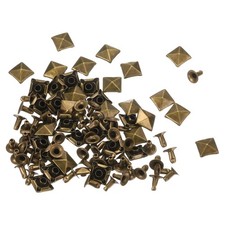 100Set, Square Pyramid Rivet 8mm Leather Rivets Metal Spike Stud Bronze