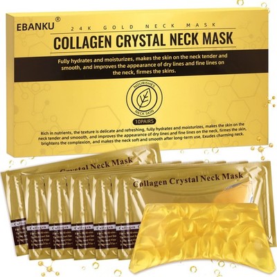 EBANKU 10 PCS Neck Mask Gold Collagen Crystal 1 Count (Pack of 10)