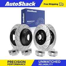 Front Rear Drilled Slotted Brake Rotors Calipers for 2014-2015 Kia Sorento