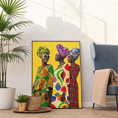 Mothers Meeting African Afrocentrican Wall Abstract Poster Illustration Black Woma