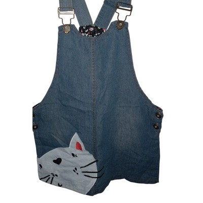 Kids Girls Cute Cat Face Princess Jumper Overall Suspender Skirt Pinafore Dress.