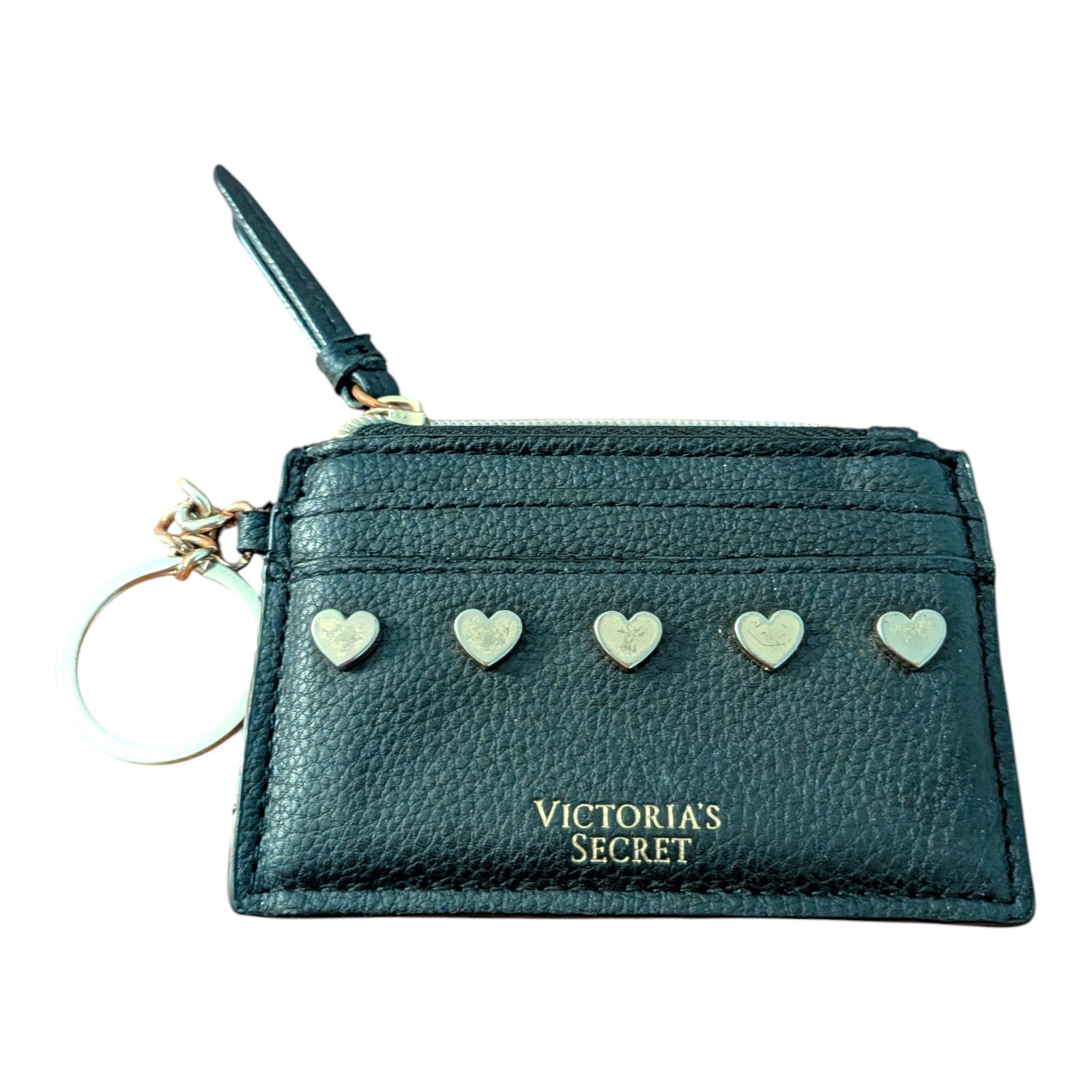 Victoria’s Secret Black Heart Card Holder Keychain Wallet 💖