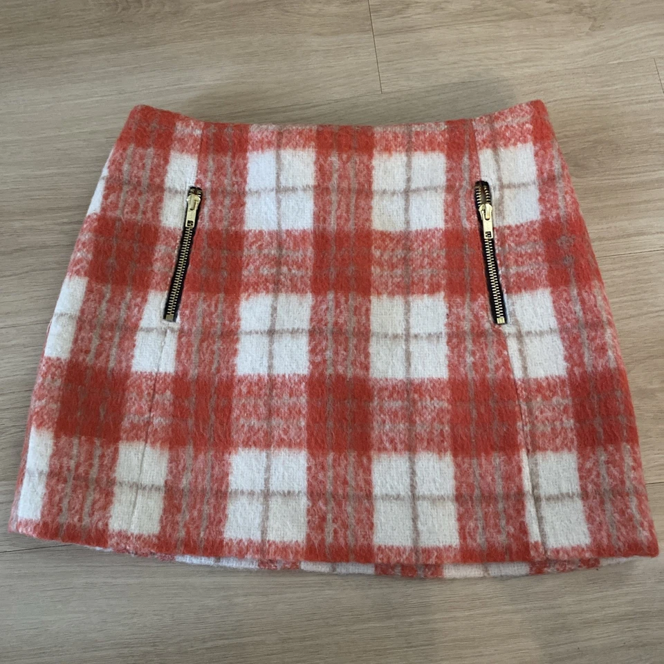 Falda de lana a cuadros naranja y tostada TOPSHOP nueva con etiquetas talla US 4 Foto 3 de 4