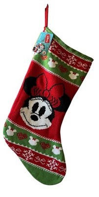 New Disney Minnie Mouse 18 Knit Christmas Stocking